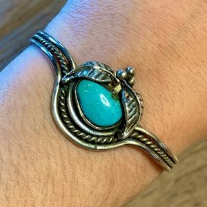 Vintage Turquoise Sterling Silver Cuff Bracelet